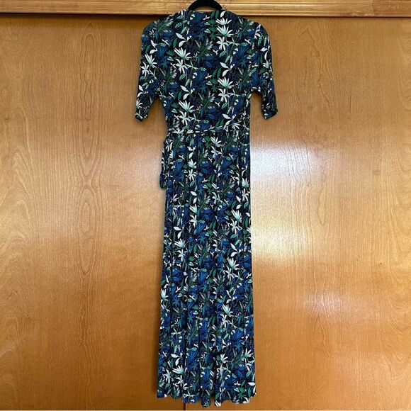 Boden Lavinia Jersey Wrap Midi Dress Tropical Print Size 8 Long - Picture 13 of 15